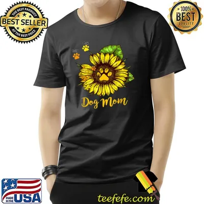 Dog Mom Sunflower Outline T-Shirt