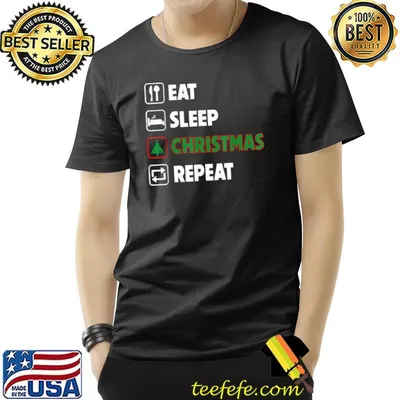 Eat sleep christmas repeat xmas tree T-Shirt