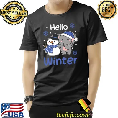 Elephant Hello Winter Snowman Snow Xmas T-Shirt