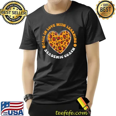 Fall In Love With Learning Academic Coach Squad Autumn Heart Leopard T-Shirt