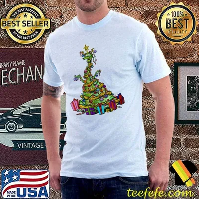 Funny dragon wearing star hat christmas tree dragon shirt