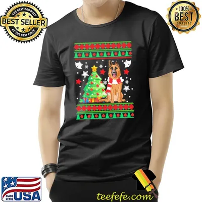 German Shepherd christmas knit pattern ugly shirt
