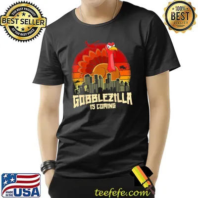 Gobblezilla Is Coming Thanksgiving Celebration Japan Vintage Sunset T-Shirt