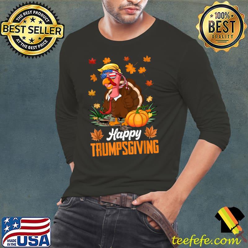 Happy Trumpsgiving Thanksgiving Trump Turkey Pumpkin With Sunglass Usa Flag T-Shirt Long Sleeve Tee Happy Trumpsgiving Thanksgiving Trump Turkey Pumpkin With Sunglass Usa Flag T-Shirt Long Sleeve Tee