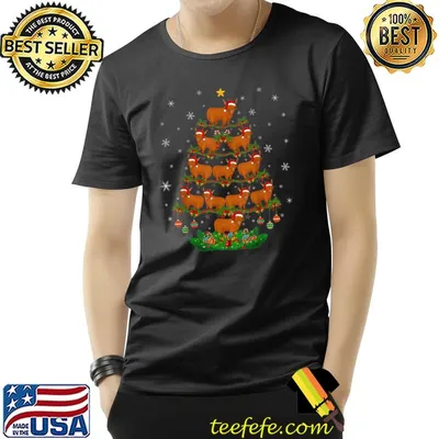 Highland Cow Christmas Tree Cow Lover Xmas Tree Highland Cow T-Shirt
