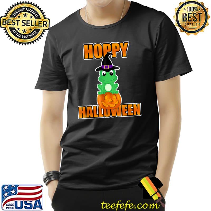 Hoppy Halloween Frog Witch On Pumpkin T-Shirt Hoppy Halloween Frog Witch On Pumpkin T-Shirt