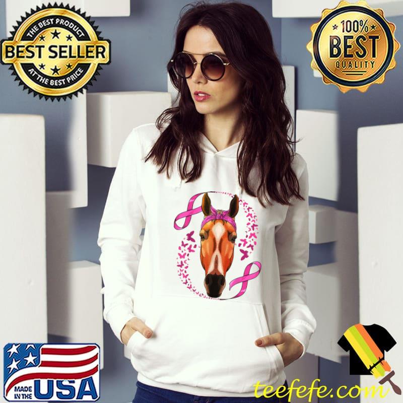Horse And Butterflies Breast Cancer Awareness Pink Bandana Cancer Survivor T-Shirt Hoodie Horse And Butterflies Breast Cancer Awareness Pink Bandana Cancer Survivor T-Shirt Hoodie