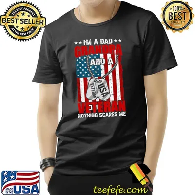I'm A Dad Grandpa And A Veteran Nothing Scares Me Father Day Usa Flag T-Shirt