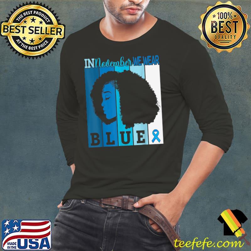 In November We Wear Blue Ribbon Diabetes Awareness Women Vintage T-Shirt Long Sleeve Tee In November We Wear Blue Ribbon Diabetes Awareness Women Vintage T-Shirt Long Sleeve Tee