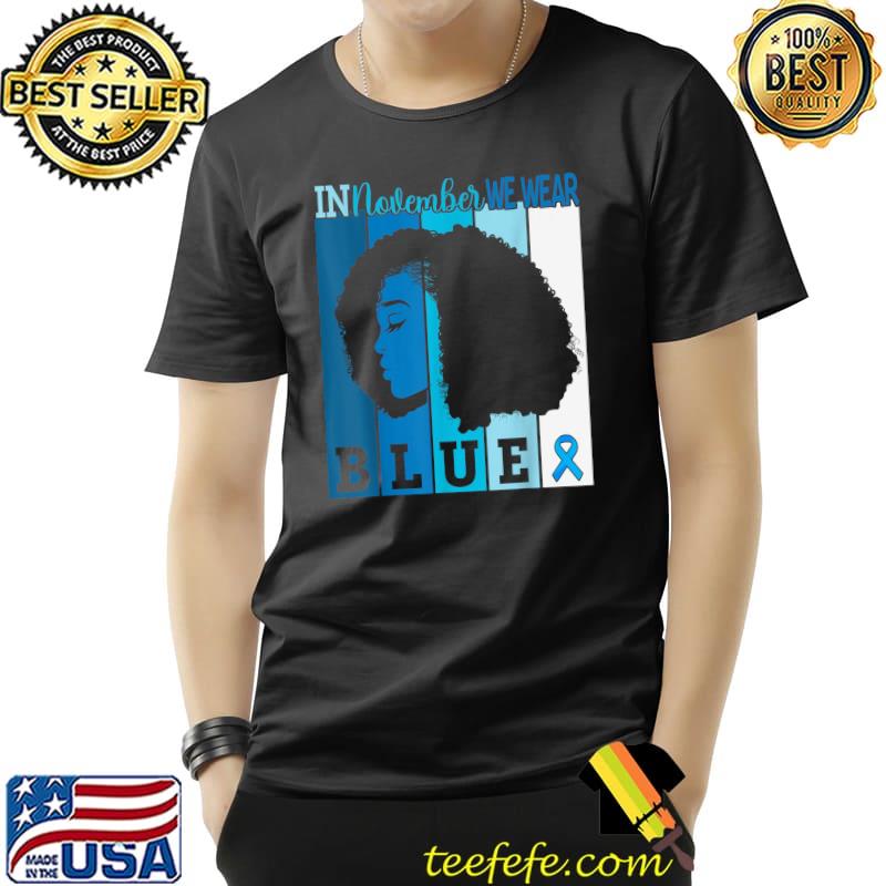 In November We Wear Blue Ribbon Diabetes Awareness Women Vintage T-Shirt