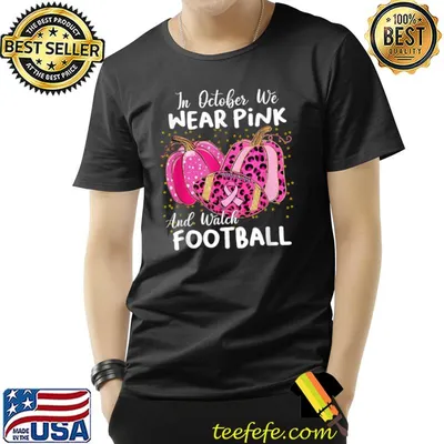 In October We Wear Pink And Watch Football Leopard Breast Cancer Awareness T-Shirt