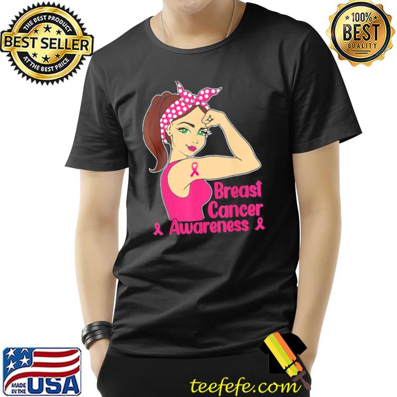 In october we wear pink black woman breast cancer awareness shirt