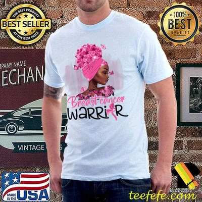 In October We Wear Pink Black Woman With Flowers Breast Cancer Awareness T-Shirt