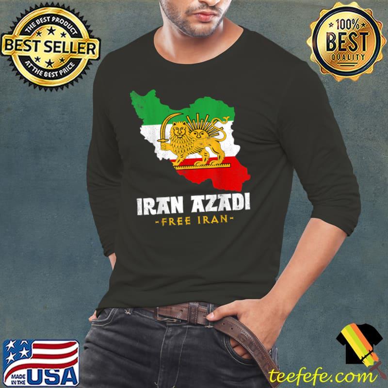 Iran Azadi Free Iran Flag Map Lion Sun Sword Free Iran Revolution T-Shirt Long Sleeve Tee Iran Azadi Free Iran Flag Map Lion Sun Sword Free Iran Revolution T-Shirt Long Sleeve Tee