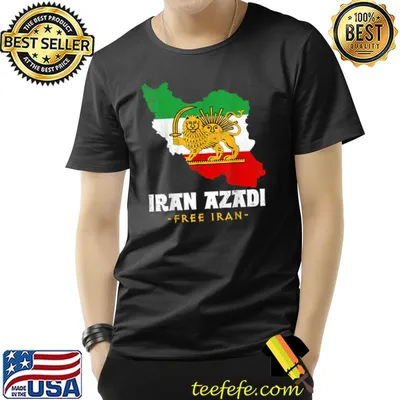 Iran Azadi Free Iran Flag Map Lion Sun Sword Free Iran Revolution T-Shirt