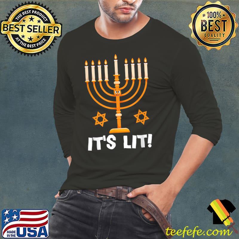 It's Lit Happy Hanukkah Jewish Christmas Chirmukkah Jew T-Shirt Long Sleeve Tee It's Lit Happy Hanukkah Jewish Christmas Chirmukkah Jew T-Shirt Long Sleeve Tee