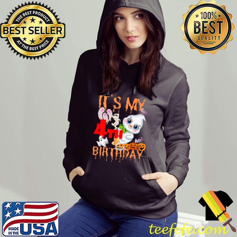 It's My 4th Birthday Zombie And Pumpkins And Ghosts 4 Year Old Halloween T-Shirt Hoodie It's My 4th Birthday Zombie And Pumpkins And Ghosts 4 Year Old Halloween T-Shirt Hoodie