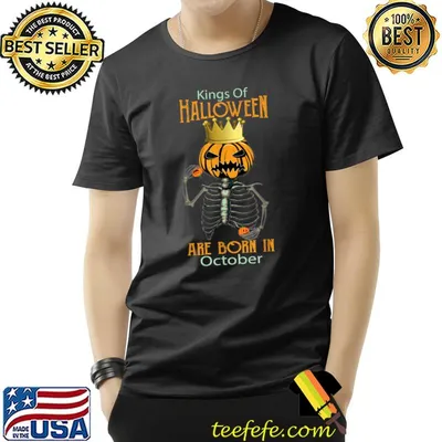 Kings Of Halloween Are Born In October Pumpkin Crown Scary Night T-Shirt