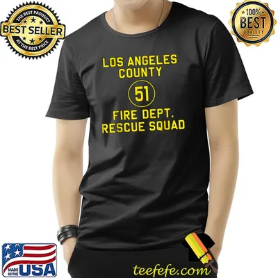 Los Angeles County Fire Dept Rescue Squad Truck Side 51 Emergency Reproduction Logo T-Shirt