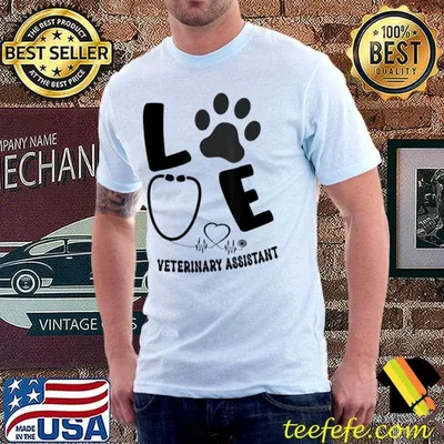Love Veterinary Assistant Heart And Paw Dog Tech Students T-Shirt