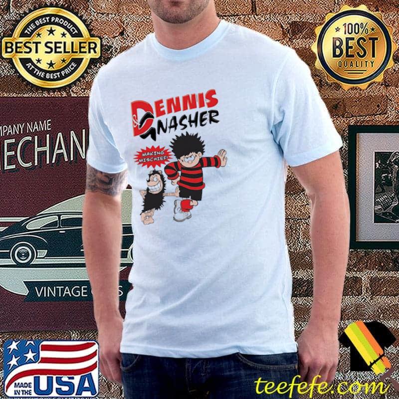 Making mischief dennis the menace and gnasher vintage style shirt