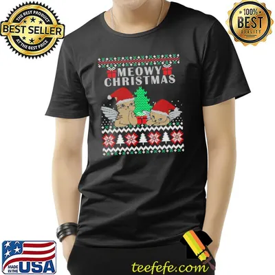 Meowy christmasugly christmas knitting pattern shirt