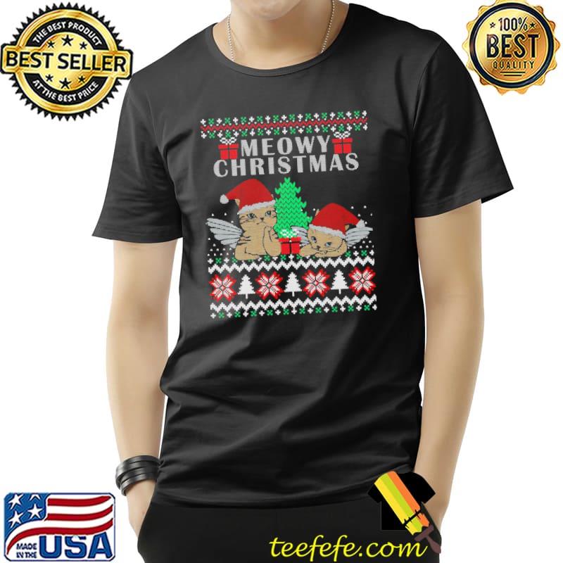 Meowy christmasugly christmas knitting pattern shirt
