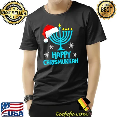 Merry Chrismukkah 2022 Happy Hanukkah Christmas Santa Hat T-Shirt