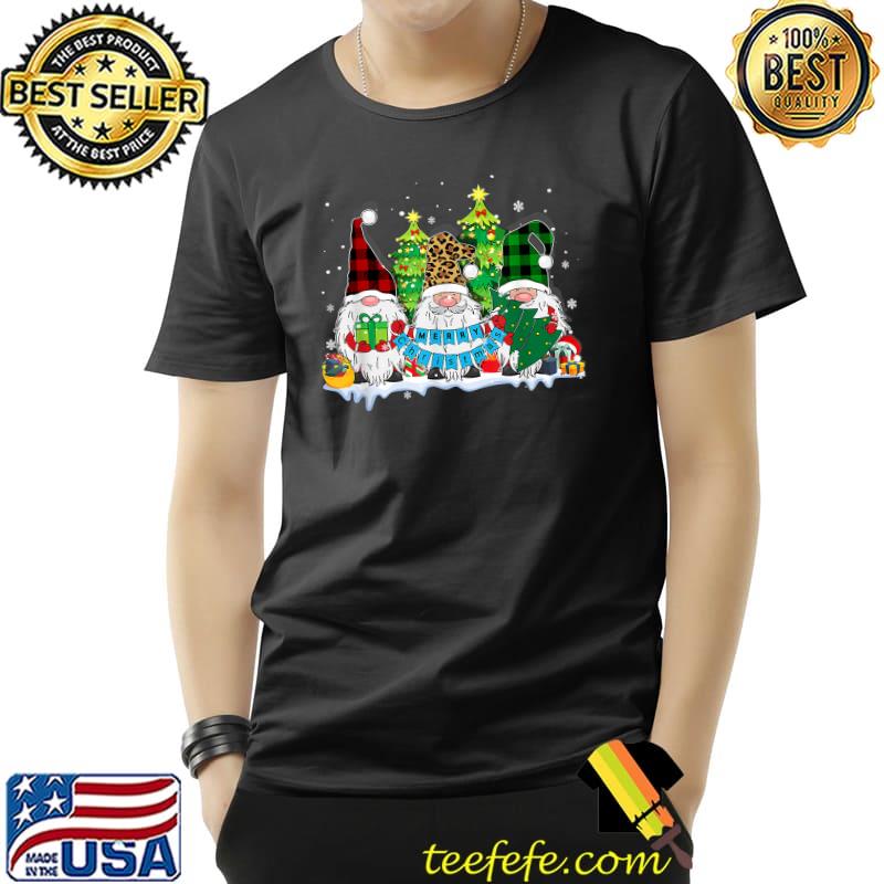 Merry Christmas Gnome Leopard Pajama Matching Family Xmas T-Shirt