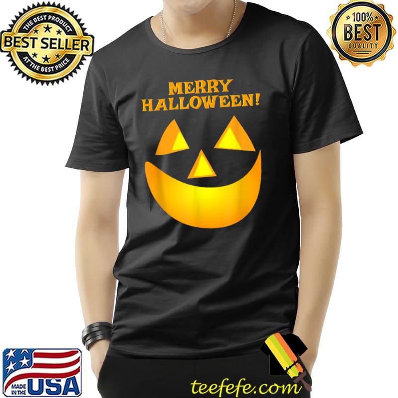 Merry Halloween Holiday Pumpkin Face T-Shirt