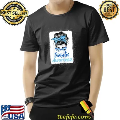 Messy bun diabetes awareness in november we wear blue T-Shirt