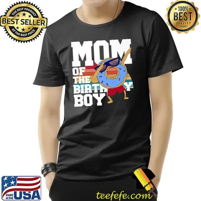 Mom Of The Birthday Boy Donut Dabbing Theme Retro Vintage T-Shirt