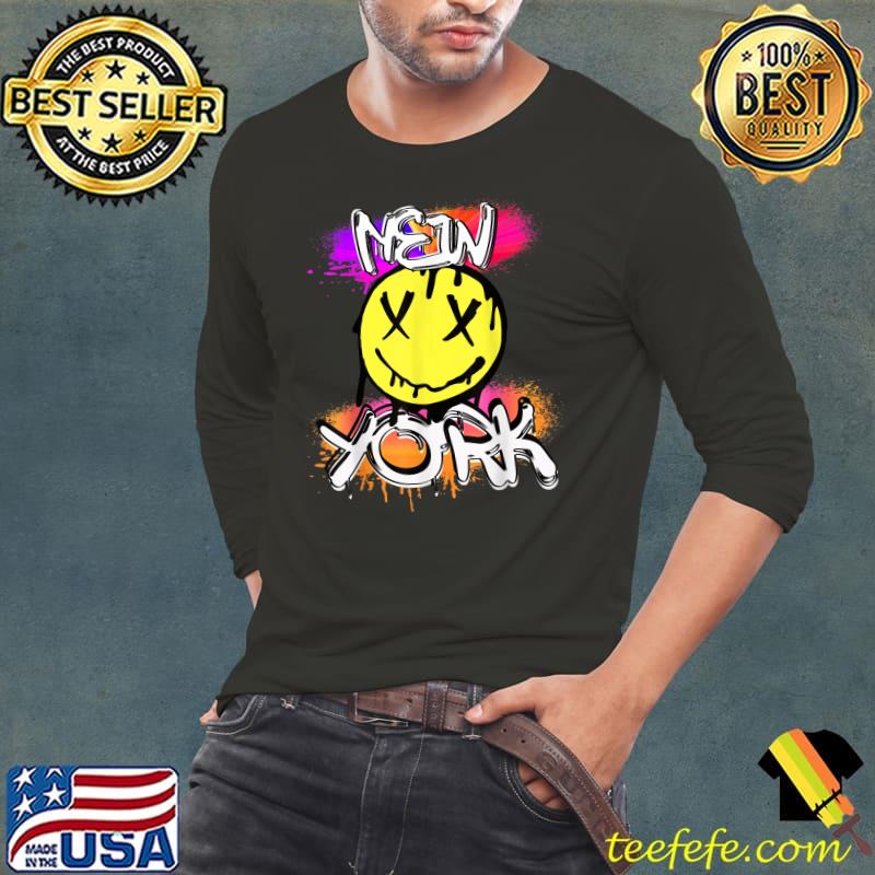 New York Smile Graffiti Watercolor T-Shirt Long Sleeve Tee New York Smile Graffiti Watercolor T-Shirt Long Sleeve Tee