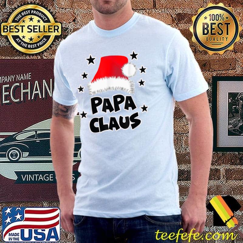Papa Claus Hat Christmas Family Matching Stars T-Shirt