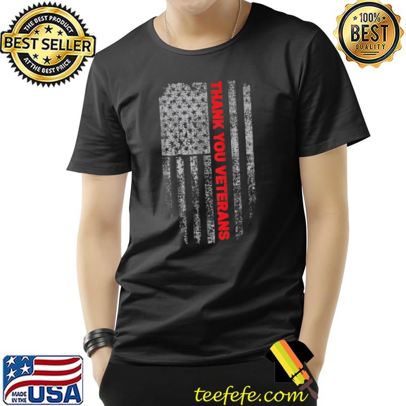 Patriotic American Flag Thank You Veterans T-Shirt