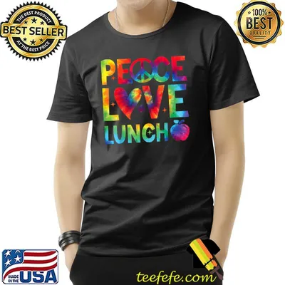 Peace love lunch retro groovy lunch lady back to school tye die apple T-Shirt