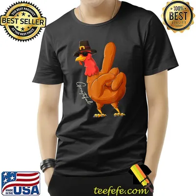 Peace Sign Turkey Grateful Hand Thanksgiving Thankful T-Shirt