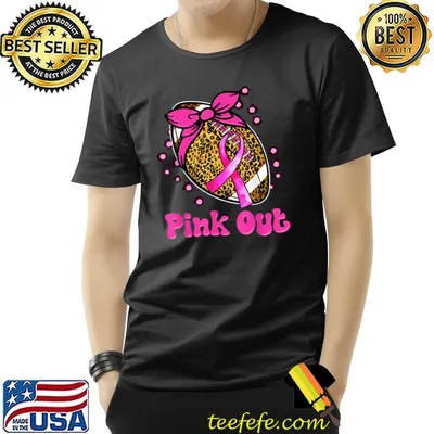 Pink Out Breast Cancer Awareness Bleached Football Mom Leopard T-Shirt