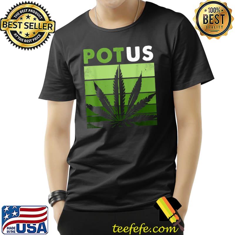 Potus Dank Brandon Usa Weed Flag Pot Stoner Vintage T-Shirt