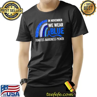 Rainbow In November We Wear Blue Diabetes Awareness T-Shirt
