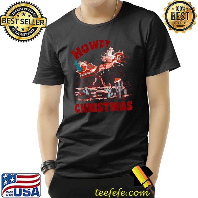 Retro Groovy Howdy Christmas Cowboy Santa Riding Horse T-Shirt Retro Groovy Howdy Christmas Cowboy Santa Riding Horse T-Shirt
