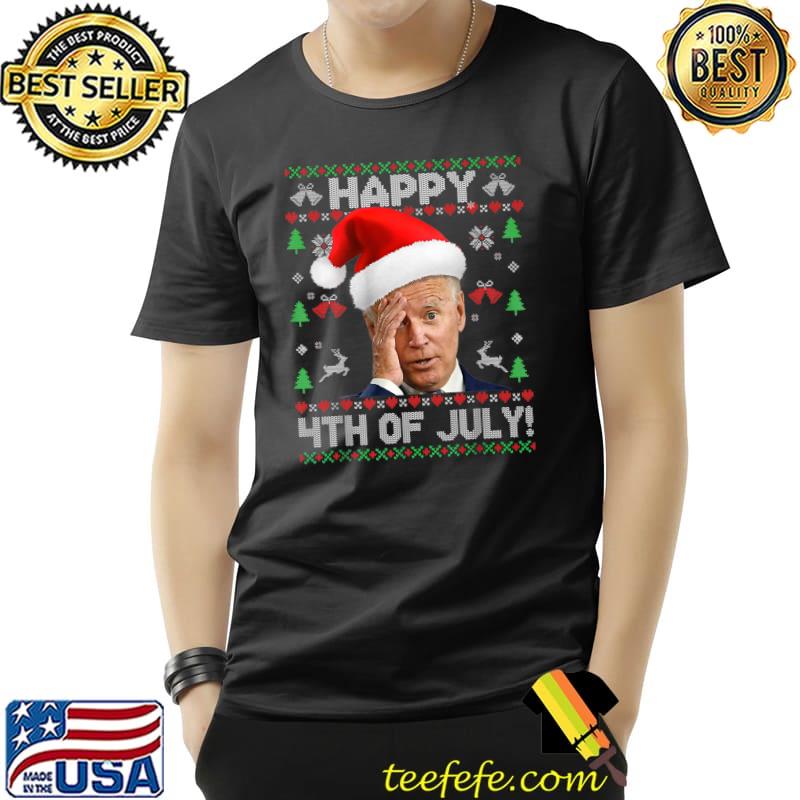 Santa Joe Biden Happy 4th of July Ugly Christmas Sweater T-Shirt