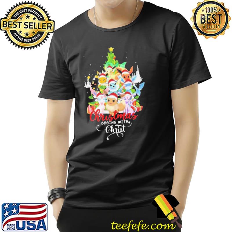Santa Pokemon christmas begins with christ Pokemon christmas shirt