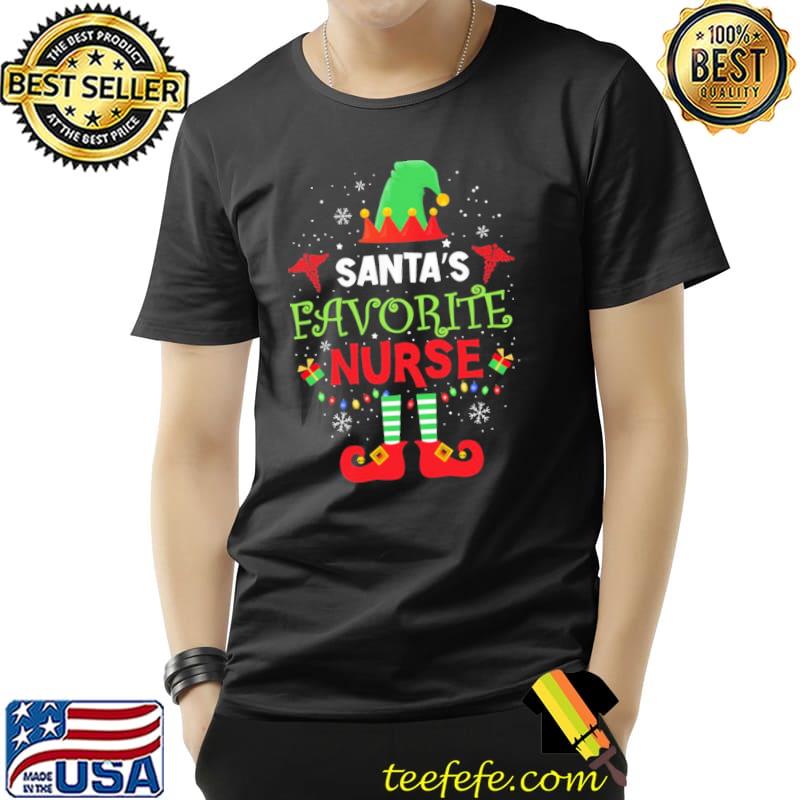 Santa's favorite nurse elf nurse christmas shirt