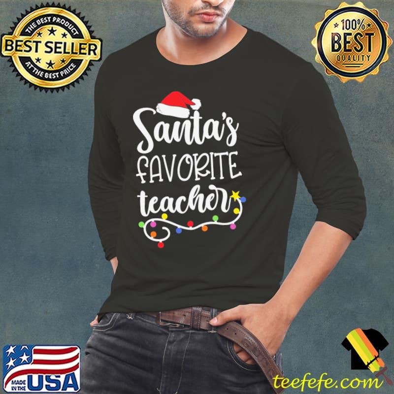 Santa's favorite teacher christmas light art teacher christmas s Long Sleeve Tee Santa's favorite teacher christmas light art teacher christmas s Long Sleeve Tee