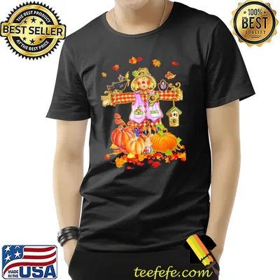 Scarecrow autumn hello fall pumpkin thanksgiving halloween shirt