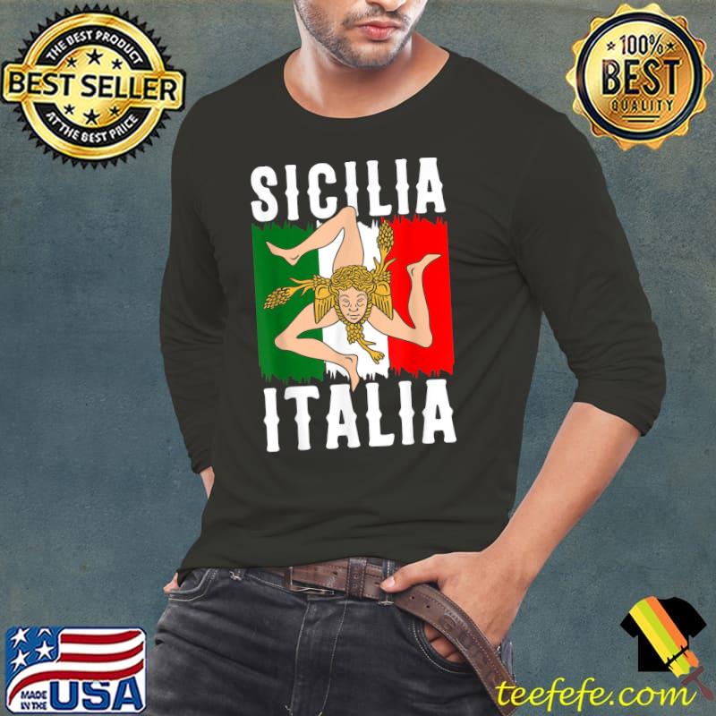 Sicilia Flag Sicily Palermo Italy Flag T-Shirt Long Sleeve Tee Sicilia Flag Sicily Palermo Italy Flag T-Shirt Long Sleeve Tee