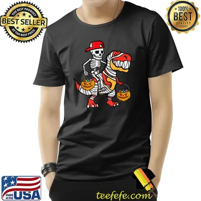 Skeleton Cap Dino Mummy Toddler Boy Halloween Boys T-Shirt