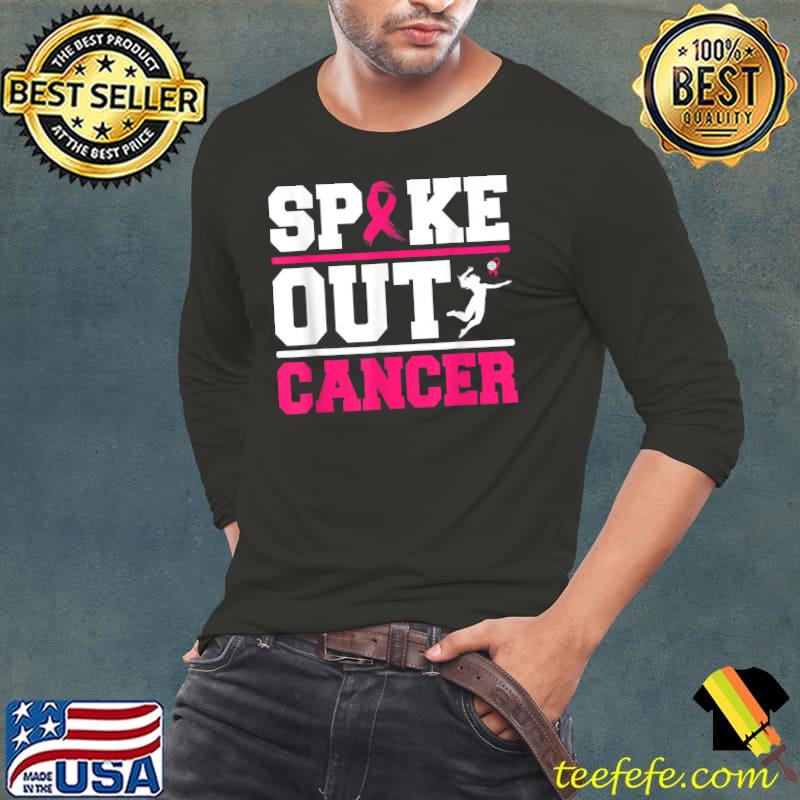 Spike Out Cancer Volleyball Player Breast Cancer Awareness T-Shirt Long Sleeve Tee Spike Out Cancer Volleyball Player Breast Cancer Awareness T-Shirt Long Sleeve Tee