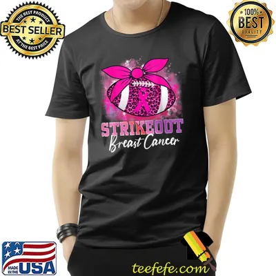 Strike Out Breast Cancer Awareness Football Leopard Fighters Ribbon T-Shirt